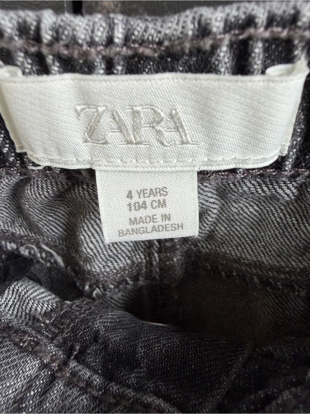 Zara Kids Washed Black Denim Button-Front Shorts with Heart Pockets | 4 Years
